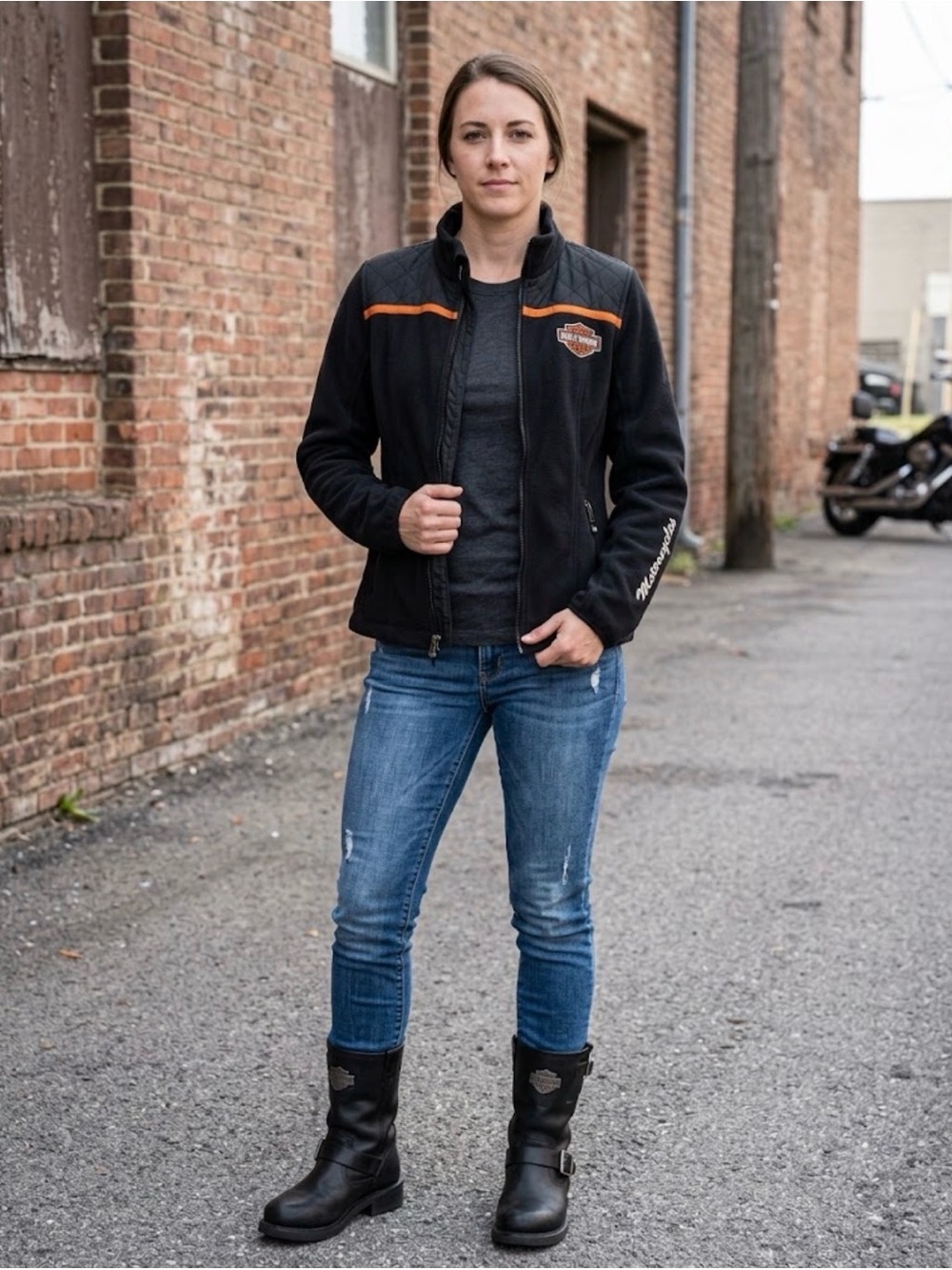 Women Harley Davidson fleece casual jacket, Med